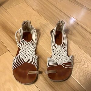 White Boho Crochet Sandals